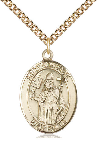 14kt Gold Filled Saint Boniface Medal Catholic Jewelry Engraved Catholic Saint Jewelry