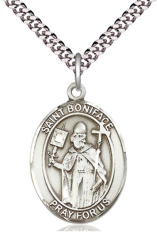 Pewter Saint Boniface Medal Catholic Jewelry Engraved Catholic Saint Jewelry