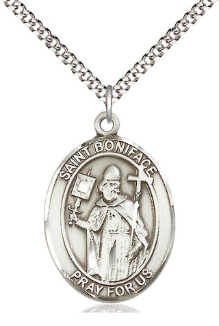 Pewter Saint Boniface Medal Catholic Jewelry Engraved Catholic Saint Jewelry