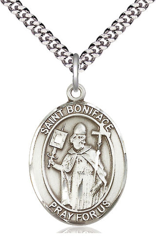 Pewter Saint Boniface Medal Catholic Jewelry Engraved Catholic Saint Jewelry