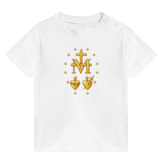 Miraculous Medal Two Hearts Gold Baby T-Shirt - view 4