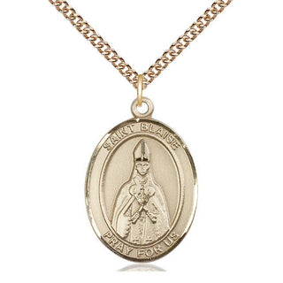 14kt Gold Saint Blaise Medal Engraved Catholic Saint Jewelry
