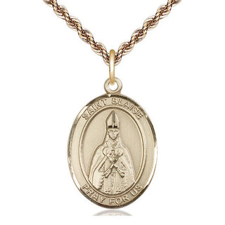 14kt Gold Saint Blaise Medal Engraved Catholic Saint Jewelry