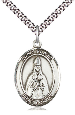 Pewter Saint Blaise Medal Catholic Jewelry Engraved Catholic Saint Jewelry