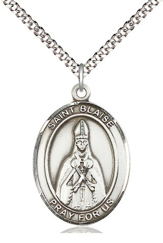 Pewter Saint Blaise Medal Catholic Jewelry Engraved Catholic Saint Jewelry