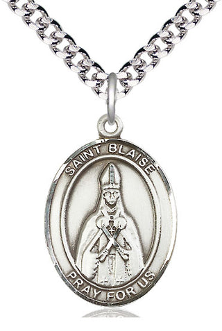 Sterling Silver Saint Blaise Medal Catholic Jewelry Engraved Catholic Saint Jewelry