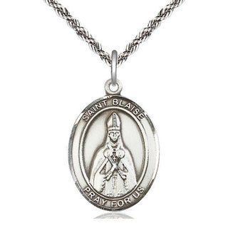 Sterling Silver Saint Blaise Medal Catholic Jewelry Engraved Catholic Saint Jewelry