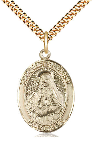 14kt Gold Filled Saint Frances Cabrini Medal Catholic Jewelry Engraved Catholic Saint Jewelry