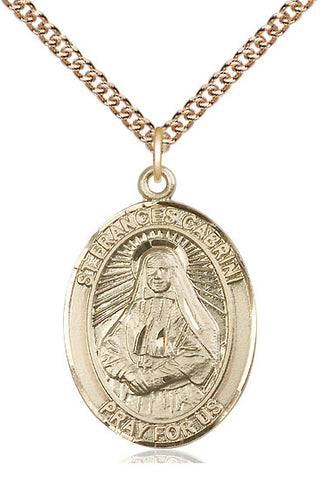 14kt Gold Saint Frances Cabrini Medal Engraved Catholic Saint Jewelry