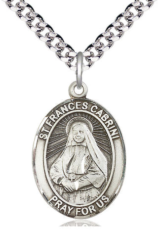 Pewter Saint Frances Cabrini Medal Catholic Jewelry Engraved Catholic Saint Jewelry