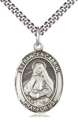 Pewter Saint Frances Cabrini Medal Catholic Jewelry Engraved Catholic Saint Jewelry