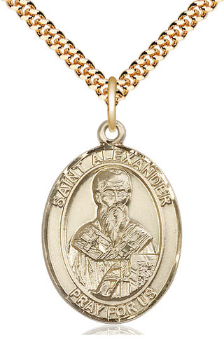 14kt Gold Filled Saint Alexander Constantinople Medal Catholic Jewelry Engraved Catholic Saint Jewelry