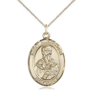 14kt Gold Saint Alexander Constantinople Medal Engraved Catholic Saint Jewelry