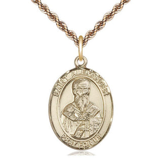 14kt Gold Saint Alexander Constantinople Medal Engraved Catholic Saint Jewelry