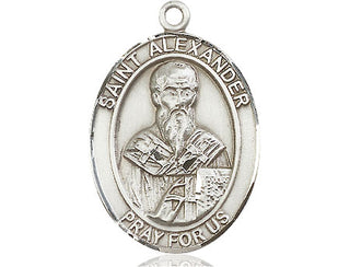 Pewter Saint Alexander Constantinople Medal Engraved Catholic Saint Jewelry
