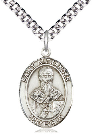 Pewter Saint Alexander Constantinople Medal Catholic Jewelry Engraved Catholic Saint Jewelry