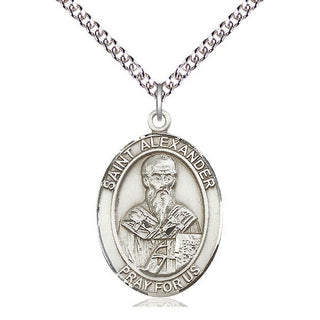 Sterling Silver Saint Alexander Constantinople Medal Catholic Jewelry Engraved Catholic Saint Jewelry