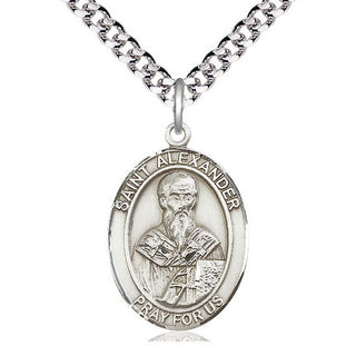 Sterling Silver Saint Alexander Constantinople Medal Catholic Jewelry Engraved Catholic Saint Jewelry
