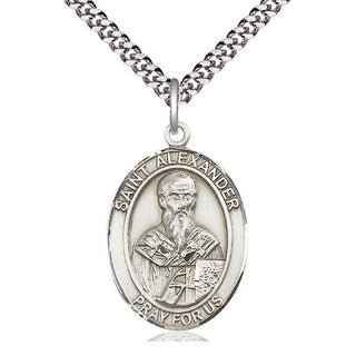 Sterling Silver Saint Alexander Constantinople Medal Catholic Jewelry Engraved Catholic Saint Jewelry