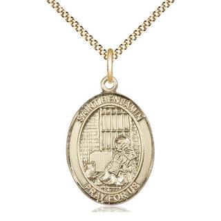14kt Gold Filled Saint Benjamin Medal Catholic Jewelry Engraved Catholic Saint Jewelry