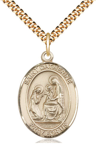 14kt Gold Filled Saint Catherine of Siena Medal Catholic Jewelry Engraved Catholic Saint Jewelry