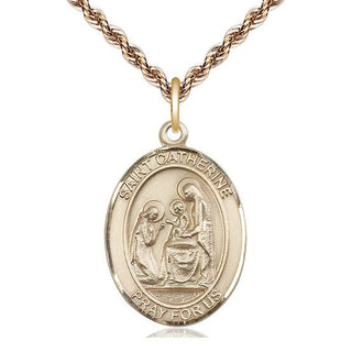 14kt Gold Filled Saint Catherine of Siena Medal Catholic Jewelry Engraved Catholic Saint Jewelry
