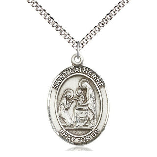 Pewter Saint Catherine of Siena Medal Catholic Jewelry Engraved Catholic Saint Jewelry