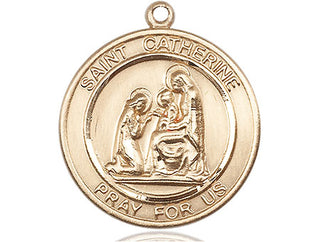 14kt Gold Filled Saint Catherine of Siena Medal Engraved Catholic Saint Jewelry