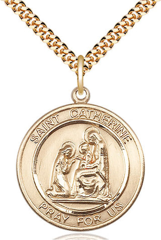 14kt Gold Filled Saint Catherine of Siena Medal Catholic Jewelry Engraved Catholic Saint Jewelry