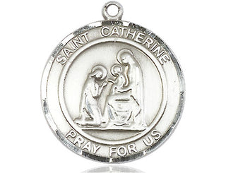 Pewter Saint Catherine of Siena Medal Engraved Catholic Saint Jewelry