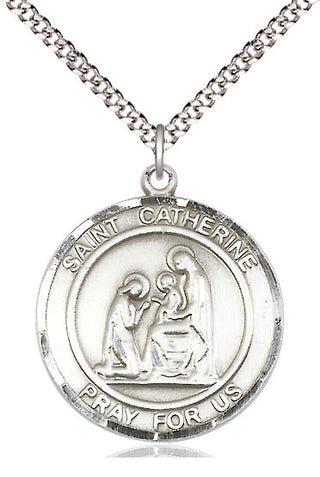 Pewter Saint Catherine of Siena Medal Catholic Jewelry Engraved Catholic Saint Jewelry