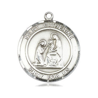Sterling Silver Saint Catherine of Siena Medal Catholic Jewelry Engraved Catholic Saint Jewelry