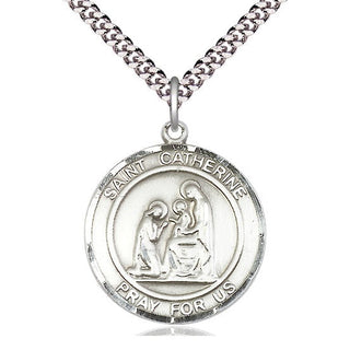 Sterling Silver Saint Catherine of Siena Medal Catholic Jewelry Engraved Catholic Saint Jewelry