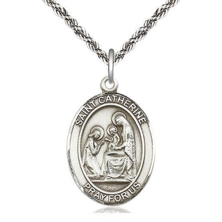 Sterling Silver Saint Catherine of Siena Medal Catholic Jewelry Engraved Catholic Saint Jewelry