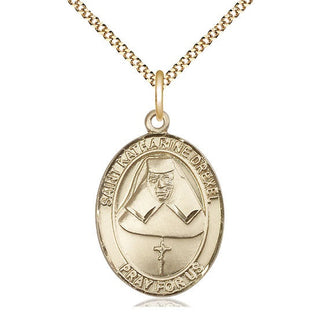 14kt Gold Filled Saint Katharine Drexel Medal Catholic Jewelry Engraved Catholic Saint Jewelry