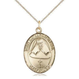 14kt Gold Filled Saint Katharine Drexel Medal Catholic Jewelry Engraved Catholic Saint Jewelry