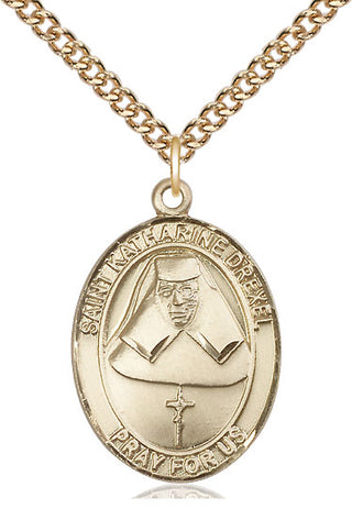 14kt Gold Filled Saint Katharine Drexel Medal Catholic Jewelry Engraved Catholic Saint Jewelry