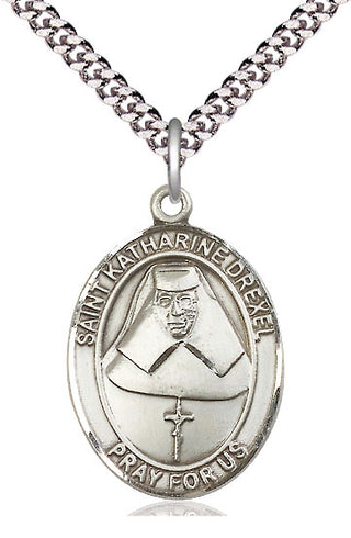 Pewter Saint Katharine Drexel Medal Catholic Jewelry Engraved Catholic Saint Jewelry