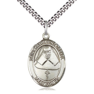 Sterling Silver Saint Katharine Drexel Medal Catholic Jewelry Engraved Catholic Saint Jewelry