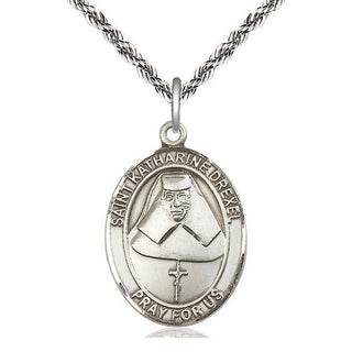 Sterling Silver Saint Katharine Drexel Medal Catholic Jewelry Engraved Catholic Saint Jewelry