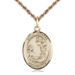14kt Gold Filled Saint Cecilia Medal Catholic Jewelry Engraved Catholic Saint Jewelry