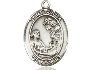 Pewter Saint Cecilia Medal Engraved Catholic Saint Jewelry