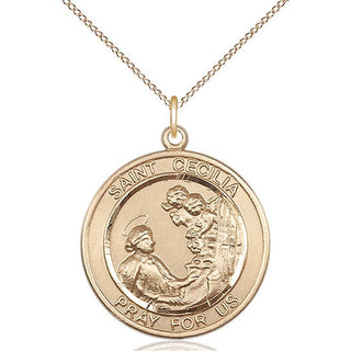 14kt Gold Filled Saint Cecilia Medal Catholic Jewelry Engraved Catholic Saint Jewelry