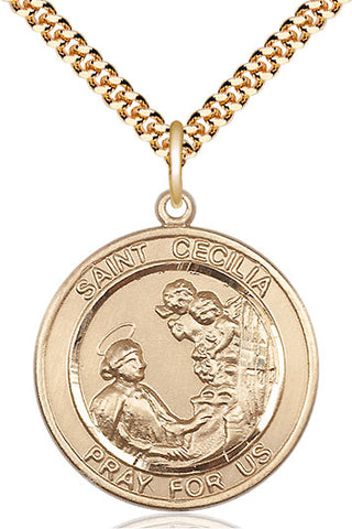 14kt Gold Filled Saint Cecilia Medal Catholic Jewelry Engraved Catholic Saint Jewelry