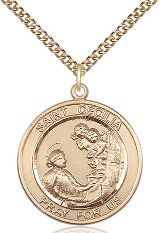 14kt Gold Filled Saint Cecilia Medal Catholic Jewelry Engraved Catholic Saint Jewelry