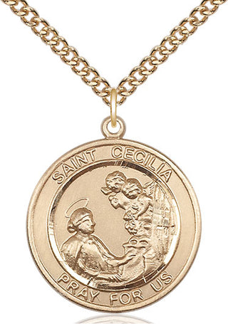 14kt Gold Filled Saint Cecilia Medal Catholic Jewelry Engraved Catholic Saint Jewelry
