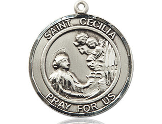 Pewter Saint Cecilia Medal Engraved Catholic Saint Jewelry