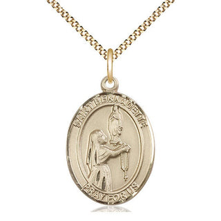 14kt Gold Filled Saint Bernadette Medal Catholic Jewelry Engraved Catholic Saint Jewelry