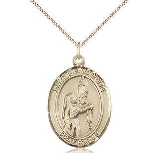 14kt Gold Filled Saint Bernadette Medal Catholic Jewelry Engraved Catholic Saint Jewelry