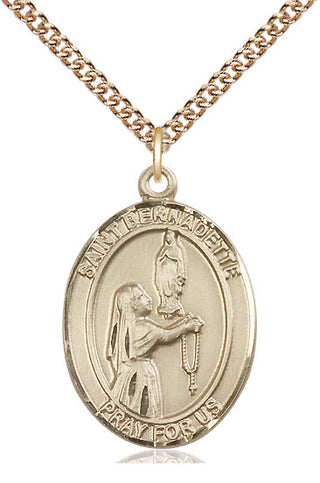 14kt Gold Filled Saint Bernadette Medal Catholic Jewelry Engraved Catholic Saint Jewelry